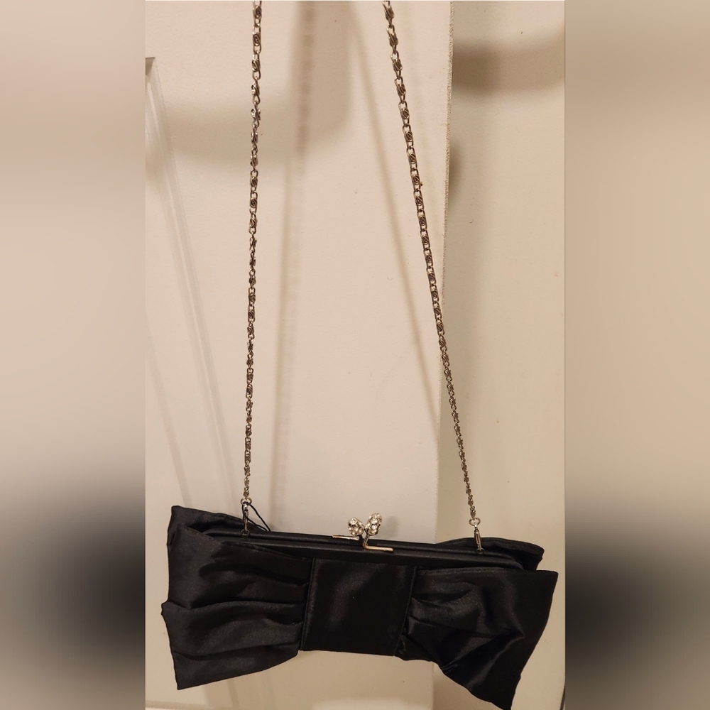 Leichner 1950's/60's Vintage Satin Evening Bag With Rhinestone Clasps